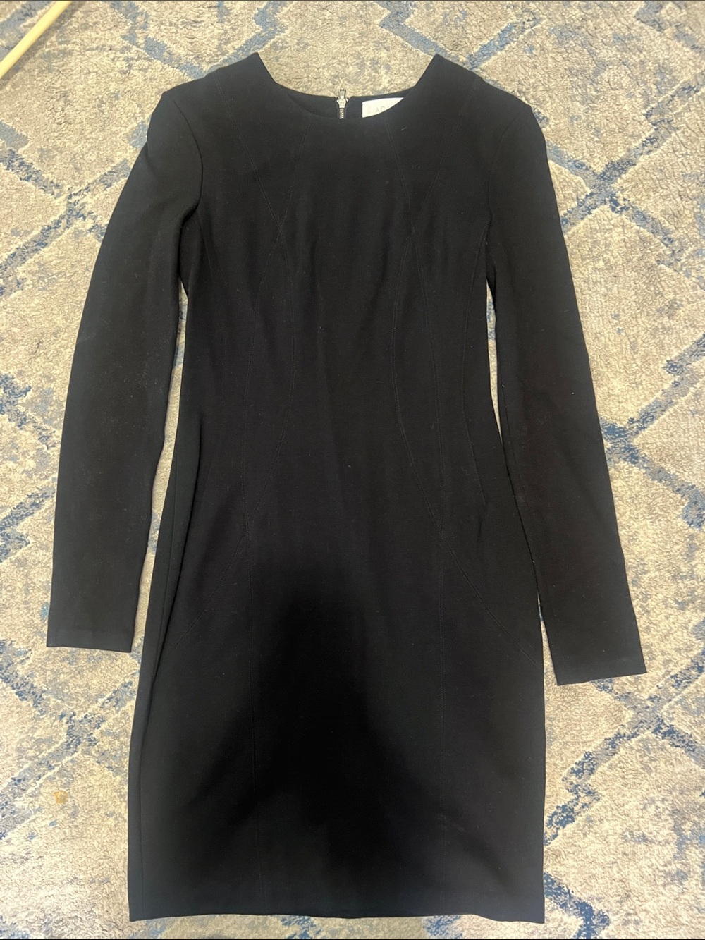 Adam Lippes Black Long Sleeve Fitted Sheath Dress